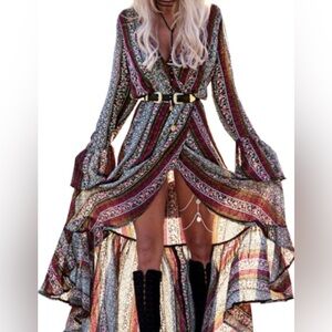 Boho wrap maxi dress